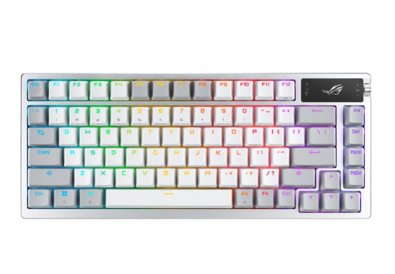 ASUS ROG AZOTH/NXSM/PBT/WHT Gaming Keyboard, OLED Display, NX Storm Switch, 75 Keys, Tri-mode Connection, White