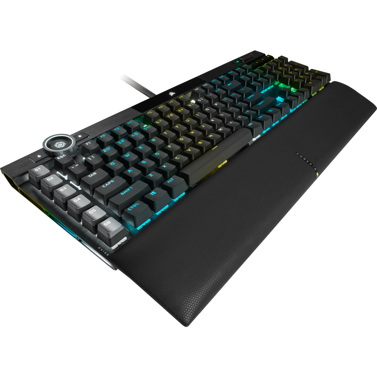CORSAIR K100 RGB Optical-Mechanical Gaming Keyboard, Backlit RGB LED, CORSAIR OPX RAPIDFIRE, Black, Black PBT Keycaps