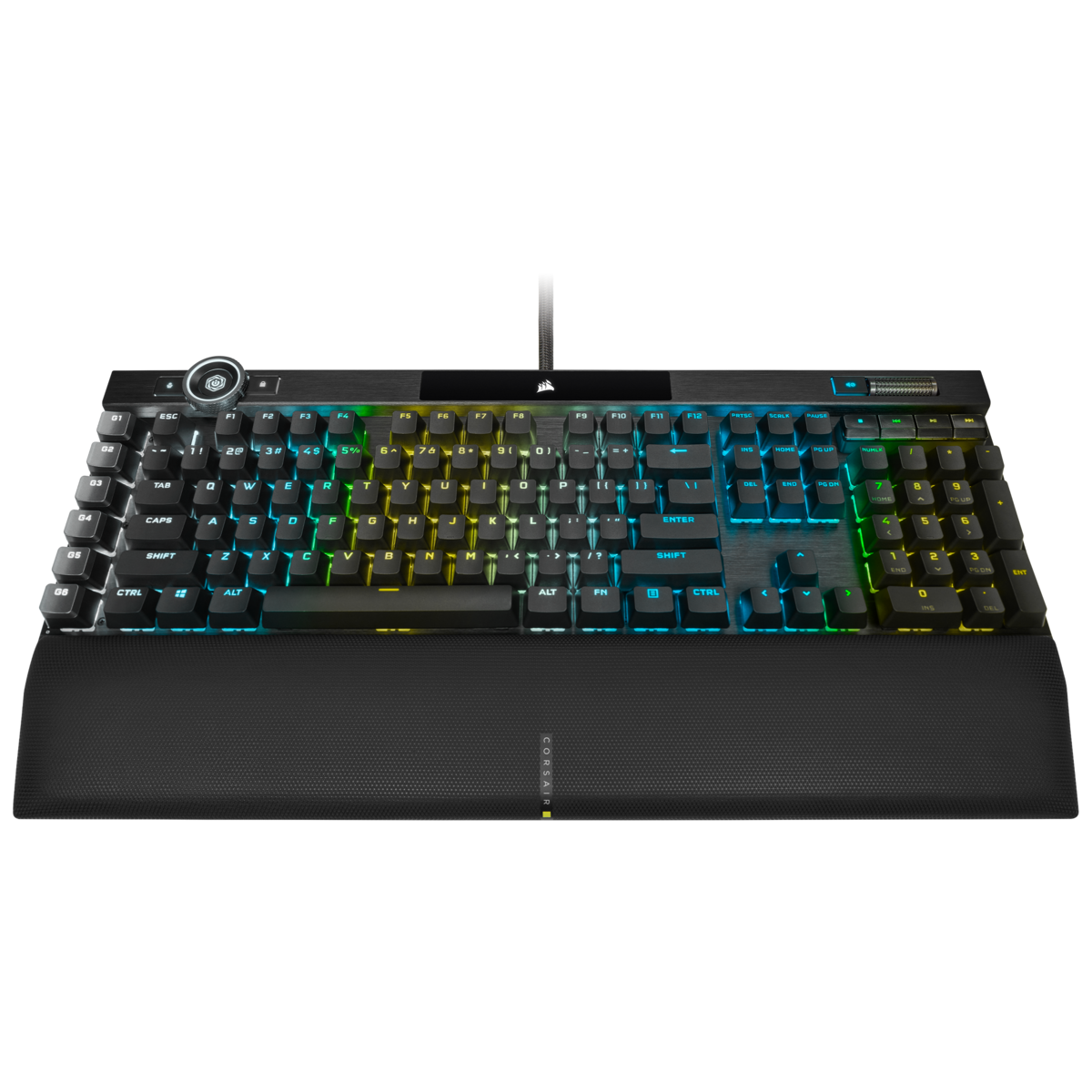 CORSAIR K100 RGB Optical-Mechanical Gaming Keyboard, Backlit RGB LED, CORSAIR OPX RAPIDFIRE, Black, Black PBT Keycaps