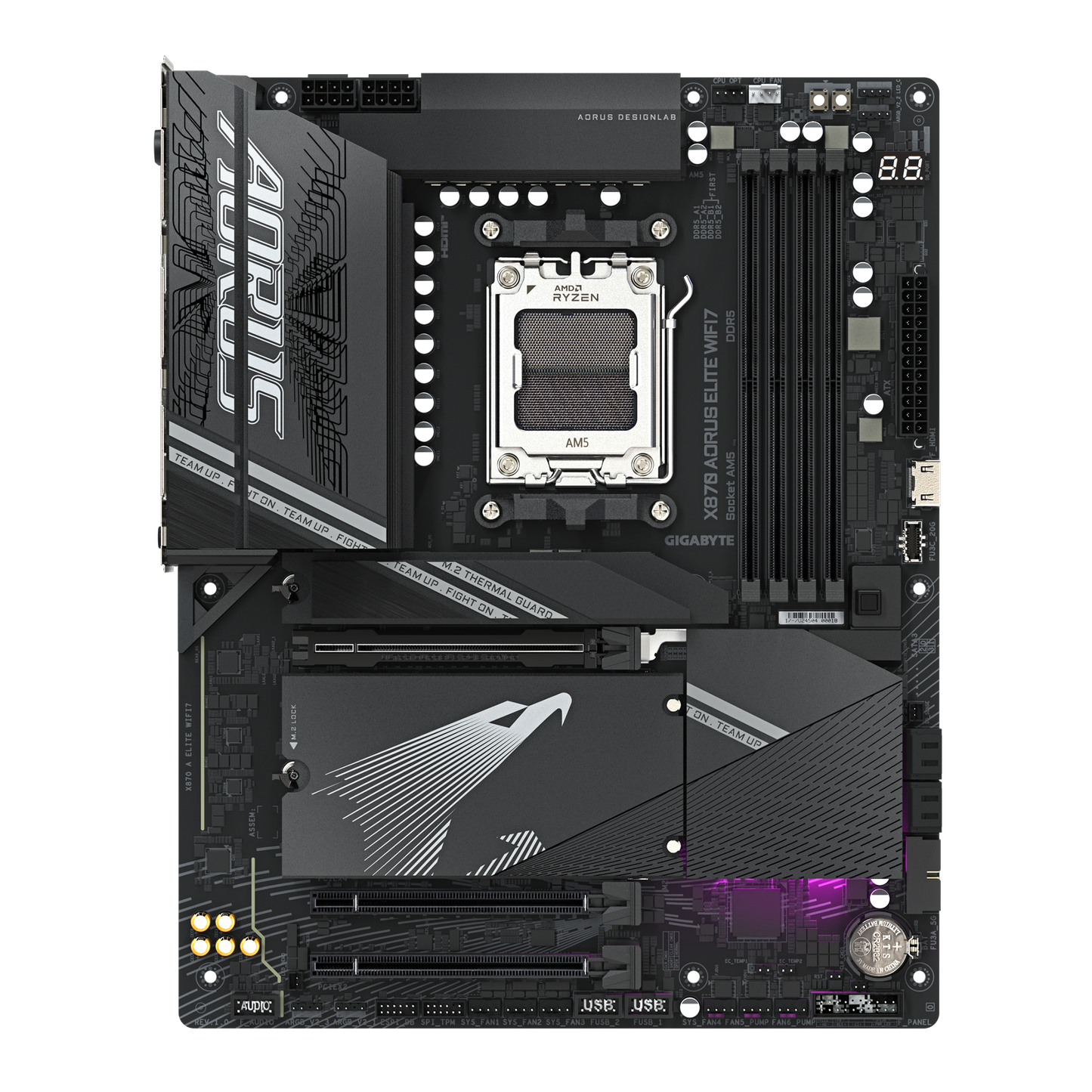 X870 ELITE/ AMD AM5/ATX; AMD Socket AM5:Supports AMD Ryzen 9000 / 8000 / 7000 Series Processors Digital twin 16+2+2 phases VRM solution Dual Channel