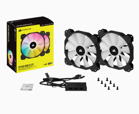 SP140 RGB ELITE, 140mm RGB LED Fan with AirGuide, Dual Pack with Lighting Node CORE