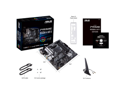 ASUS, PRIME-B550M-A-WIFI-II, AMD, AM4, Ryzen 3000 - 5000, 4x DDR4, 128G, Upto 4866, PCIe 4 - 1x16