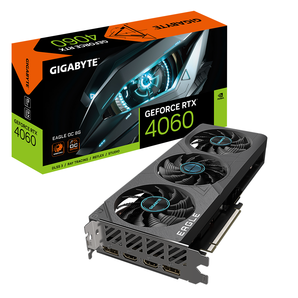 Nvidia GeForce RTX 4060 EAGLE OC 8G GDDR6 128 bit/2505MHz/PCI-E 4.0/Max Res 7680x4320/DisplayPort 1.4ax2 HDMI 2.1ax2