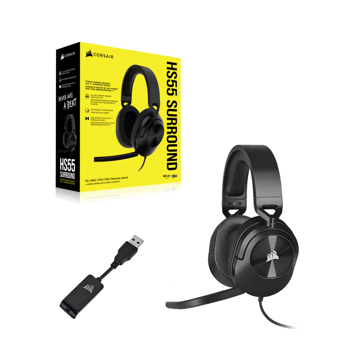 Corsair HS55 Surround Headset, Carbon - AP