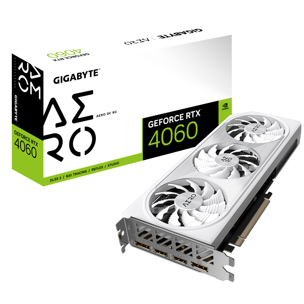 Nvidia GeForce RTX 4060 AERO OC 8G GDDR6 128 bit/2550MHz/PCI-E 4.0/Max Res 7680x4320/DisplayPort 1.4ax2 HDMI 2.1ax2