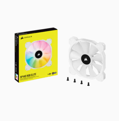 White SP140 RGB ELITE, 140mm RGB LED Fan with AirGuide, Single Pack