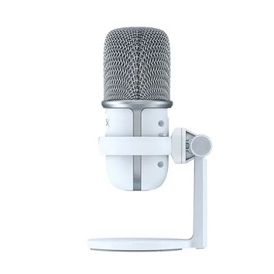 HyperX SoloCast - USB Gaming Microphone (White), Plug N Play audio recording with USB-C connection, Boom arm and mic stand threading