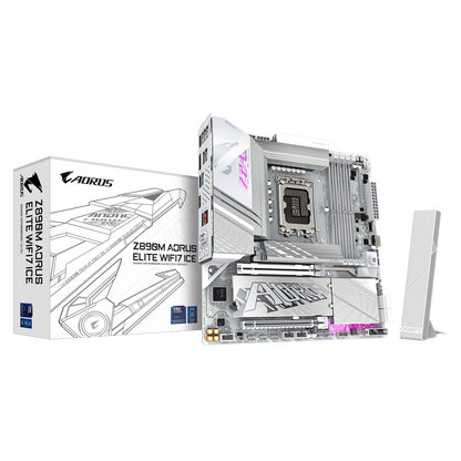 Z890M A ELITE WF7 ICE/MATX/INTEL LGA1851/4x DDR5 DIMM max 256GB/Max 8800MHz/1x PCIE5.0 (CPU), 1xPCIE4.0 (Chipset)/2x M.2 (CPU), 1x M.2(Chipset)