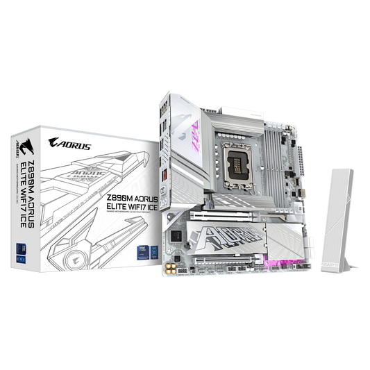 Z890M A ELITE WF7 ICE/MATX/INTEL LGA1851/4x DDR5 DIMM max 256GB/Max 8800MHz/1x PCIE5.0 (CPU), 1xPCIE4.0 (Chipset)/2x M.2 (CPU), 1x M.2(Chipset)