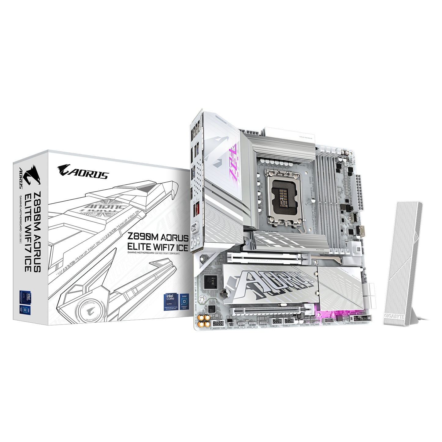 Z890M A ELITE WF7 ICE/MATX/INTEL LGA1851/4x DDR5 DIMM max 256GB/Max 8800MHz/1x PCIE5.0 (CPU), 1xPCIE4.0 (Chipset)/2x M.2 (CPU), 1x M.2(Chipset)