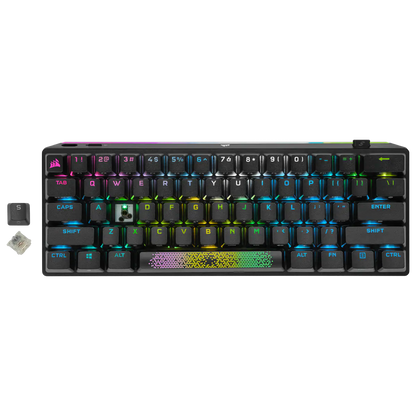 CORSAIR K70 PRO MINI WIRELESS RGB 60% Mechanical Gaming Keyboard, Backlit RGB LED, CHERRY MX SPEED, Black, Black PBT Keycaps