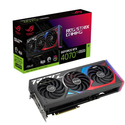 ASUS nVidia GeForce ROG-STRIX-RTX4070TIS-16G-GAMING RTX 4070 Ti SUPER 16GB GDDR6X 2610 MHz Boost Clock, RAM 21 Gbps, 3xDP, 2xHDMI