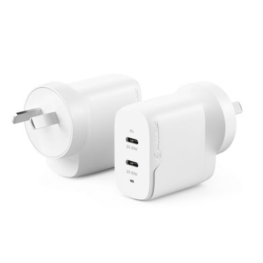 ALOGIC 2x40 Rapid Power 40W GaN Charger - USB-C (20W) + USB-C (20W)