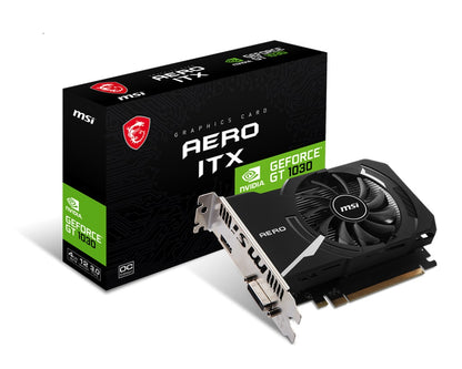 MSI nVidia GeForce GT 1030 AERO ITX 4GD4 OC Video Card, PCI-e 3.0, 1430 MHz Boost Clock, 1x HDMI 2.0 1x DVI