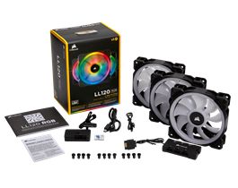 Corsair LL Series, LL120 RGB, 120mm Dual Light Loop RGB LED PWM Fan, 3 Fan Pack with Lighting Node PRO