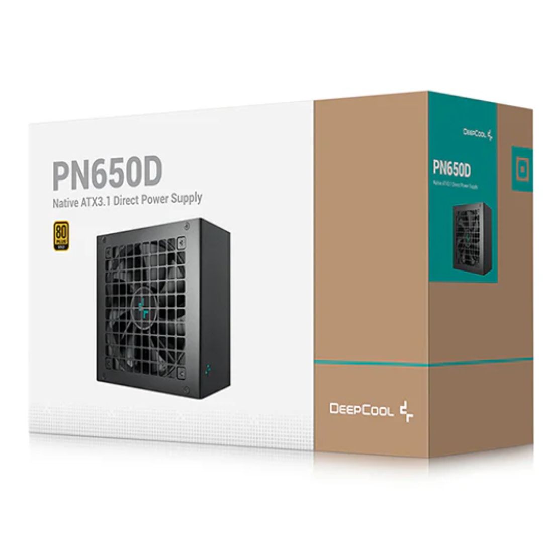 DeepCool PN650D 650W 80+ Gold Certified Non-Modular ATX Power Supply (Direct Cable), 120mm Fan, Japanese Capacitors, DC to DC, ATX12V V3.1, 100,000 M