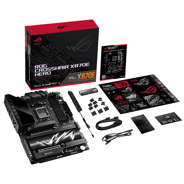 ASUS ROG Crosshair X870E Hero 4 x DIMM, Max. 192GB, DDR5