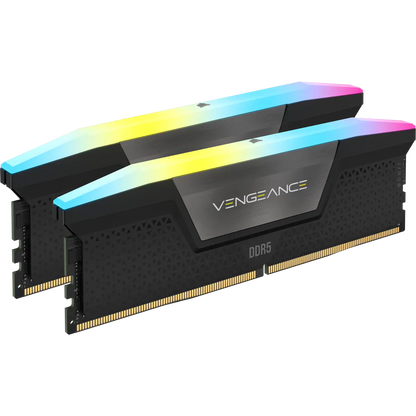 CORSAIR VENGEANCE RGB DDR5, 6200MHz 32GB 2x16GB DIMM, Unbuffered, 36-39-39-76, STD PMIC, XMP 3.0, Black Heatspreader, Black PCB, 1.3V