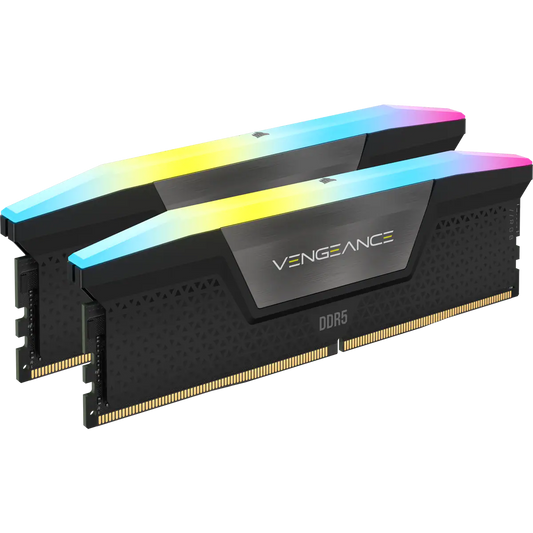 CORSAIR VENGEANCE RGB DDR5, 6200MHz 32GB 2x16GB DIMM, Unbuffered, 36-39-39-76, STD PMIC, XMP 3.0, Black Heatspreader, Black PCB, 1.3V