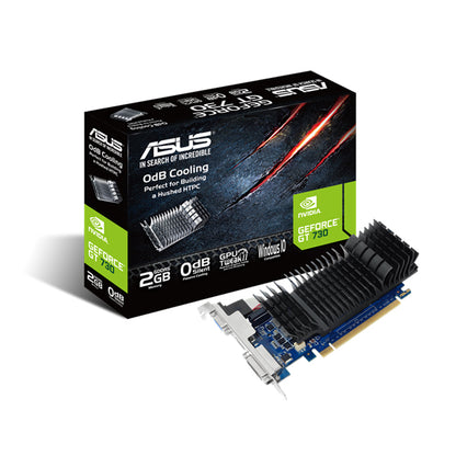 ASUS nVidia GeForce GT730-SL-2GD5-BRK 2GB GDDR5 Low Profile Graphics Card with Bracket For Silent HTPC Build (With I/O Port Brackets)