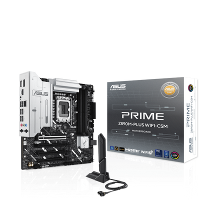 PRIME Z890M PLUS/MATX/INTEL LGA1851/4x DDR5 DIMM max 192GB/Max 8400MHz/1x PCIE5.0(CPU), 3xPCIE4.0(Chipset x16/x16/x16)/1x M.2 (CPU), 2x M.2(Chipset)