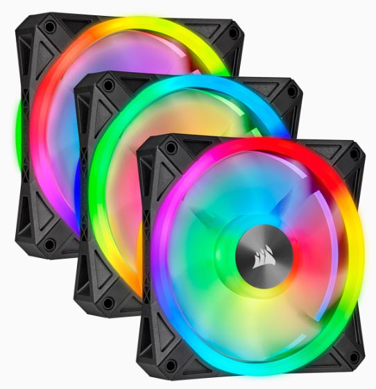 CORSAIR QL Series, QL120 RGB, 120mm RGB LED Fan, Triple Pack with Lighting Node CORE