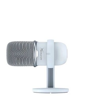 HyperX SoloCast - USB Gaming Microphone (White), Plug N Play audio recording with USB-C connection, Boom arm and mic stand threading