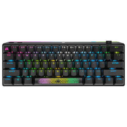 CORSAIR K70 PRO MINI WIRELESS RGB 60% Mechanical Gaming Keyboard, Backlit RGB LED, CHERRY MX SPEED, Black, Black PBT Keycaps