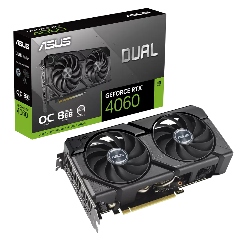 NVIDIA, RTX 4060 EVO OC, OC 2535 MHz, 8GB GDDR6X, 3xDP, 1xHDMI, 2xFans, 550W, 3 Years Warranty