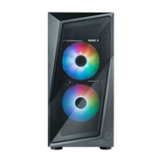 CMP320 ARGB, 2x 1200mm ARGB fans, Mesh Geode Front Panel, Versatile Cooling Options, Full Black Coating & PSU Cover