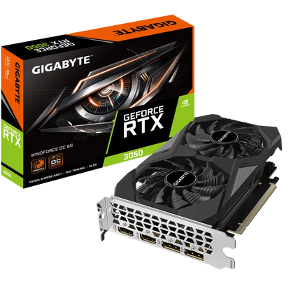 GeForce RTX 3050 WINDFORCE OC 6G; 1477 MHz; 7680x4320; 96 bit