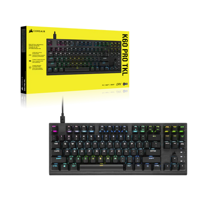 CORSAIR K60 PRO TKL RGB Optical-Mechanical Gaming Keyboard, Backlit RGB LED, CORSAIR OPX, Black