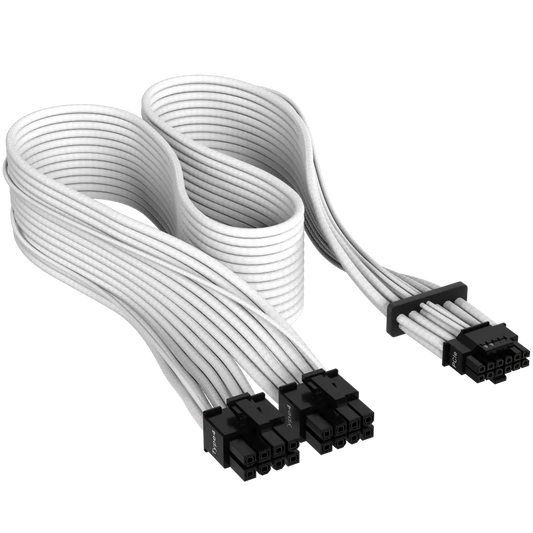 CORSAIR Premium Individually Sleeved 12+4pin PCIe Gen 5 Type-4 600W 12VHPWR Cable, White