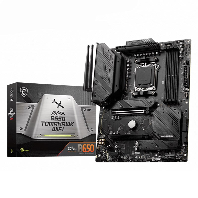 MSI MAG B650 TOMAHAWK WIFI AMD AM5 ATX Motherboard, 4x DDR5 ~64GB, 1x PCI-E x16, 3x M.2, 6x SATA, 2x USB2.0, 8x USB 3.2, 1x USB-C