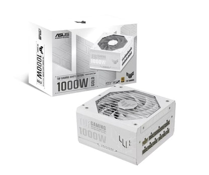 ASUS TUF-GAMING-1000G WHITE 1000W  80 Plus Gold Fully Modular PSU, Japanese Capacitors.135mm Fan, Dual Ball Fan Bearings, 10YW