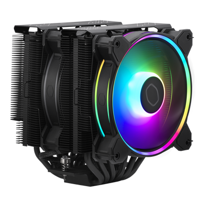 Hyper 622 Halo Black, Full Black Coated, 6 Heat Pipes Dual Tower Heat Sink, 2x 120mm Halo ARGB Fans