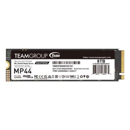 MP44, PCIe Gen4x4, M.2 2280, 8TB, Read Up to 7200MB/s, Write Up to 6000MB/s, 5 Years Limited Warranty