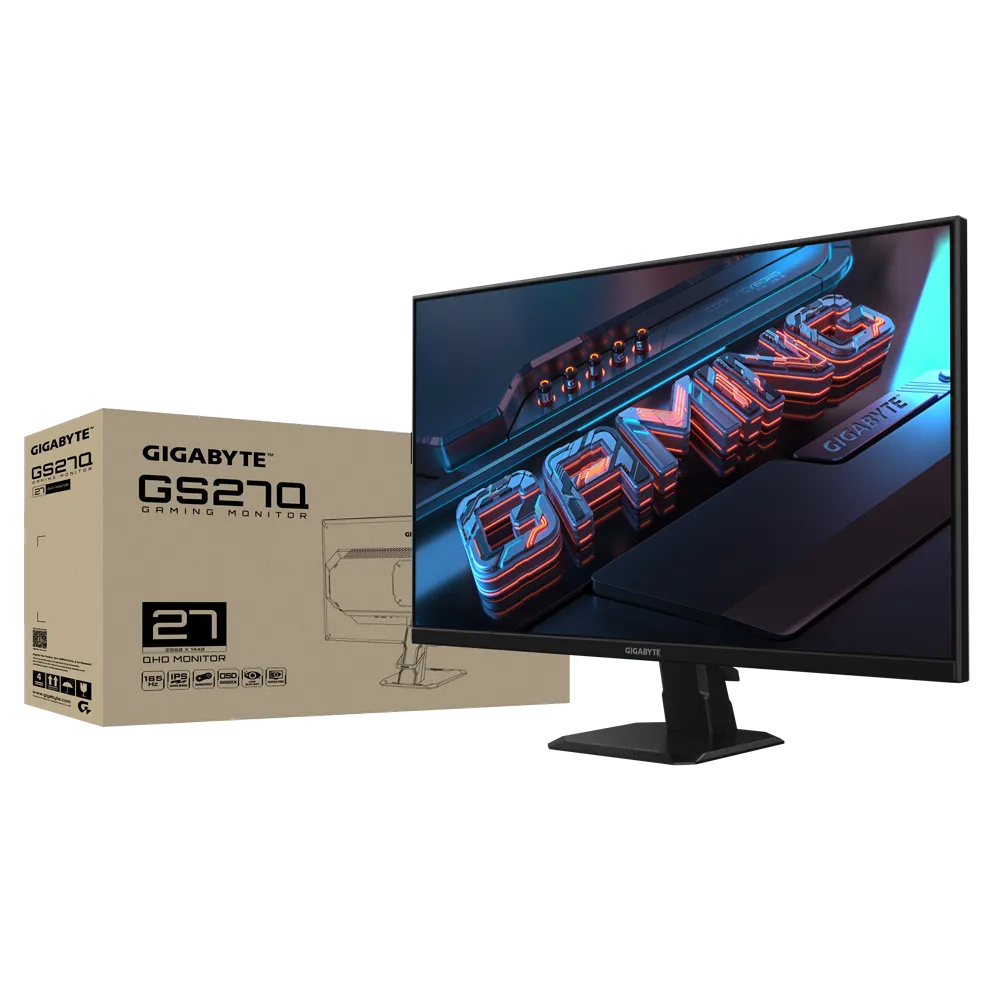 GIGABYTE - GS27Q X - 27" IPS - 2560x1440 QHD - 240Hz/OC 250Hz - 1ms - AMD FreeSync Premium - HDMI, 110% sRGB, 8bit, HDR Ready