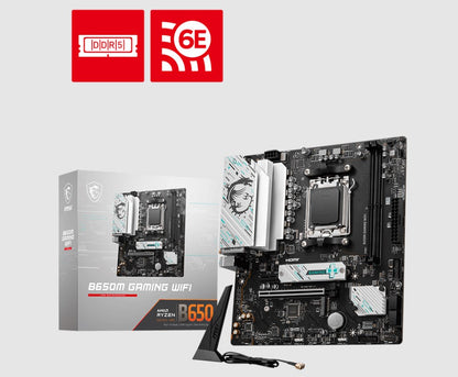 MSI B650M GAMING WIFI AMD AM5 MATX Motherboard, 2x DDR5 ~128GB, 1x PCI-E x16, 2x M.2, 4x SATA,  8x USB 3.2,