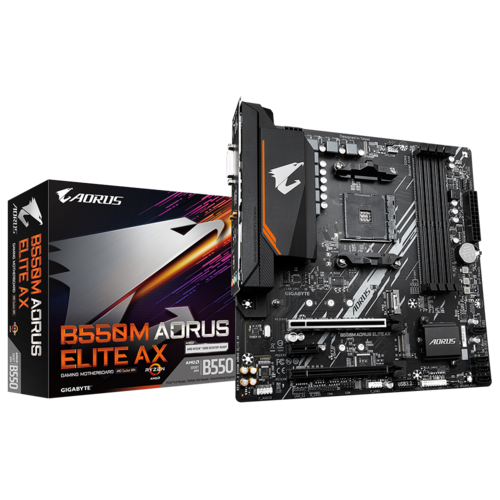 B550M AORUS ELITE AX/AMD AM4/MATX/4x DDR4 up to 128GB/4733MHz/PCIe 4.0 x1 3.0 x2/M.2 x2