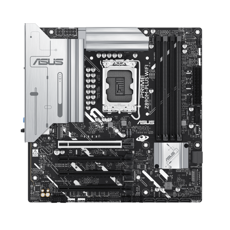 PRIME Z890M PLUS/MATX/INTEL LGA1851/4x DDR5 DIMM max 192GB/Max 8400MHz/1x PCIE5.0(CPU), 3xPCIE4.0(Chipset x16/x16/x16)/1x M.2 (CPU), 2x M.2(Chipset)