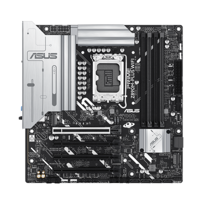 PRIME Z890M PLUS/MATX/INTEL LGA1851/4x DDR5 DIMM max 192GB/Max 8400MHz/1x PCIE5.0(CPU), 3xPCIE4.0(Chipset x16/x16/x16)/1x M.2 (CPU), 2x M.2(Chipset)