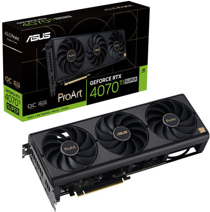 ASUS nVidia GeForce PROART-RTX4070TIS-O16G RTX4070 Ti SUPER OC Edition 16GB GDDR6X, AI Performance 714, 2640 MHz Boost Clock, RAM 21Gbps