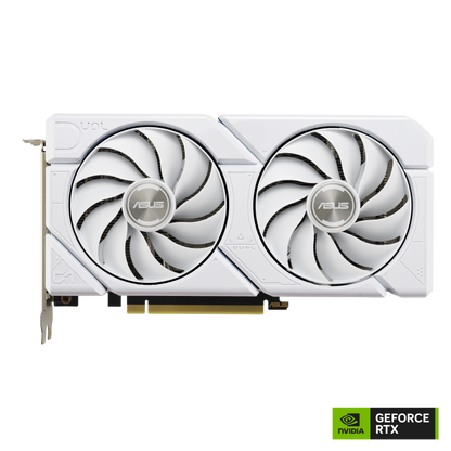 ASUS Dual GeForce RTX4060 White OC Edition 8GB GDDR6 with two powerful Axial-tech fans and a 2.5-slot design for broad compatibility