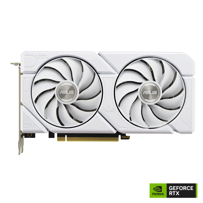 ASUS Dual GeForce RTX4060 White OC Edition 8GB GDDR6 with two powerful Axial-tech fans and a 2.5-slot design for broad compatibility