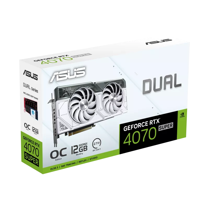 NVIDIA, DUAL-RTX4070S-O12G-WHITE//RTX4070S,HDMI,DP*3,12G,D6X