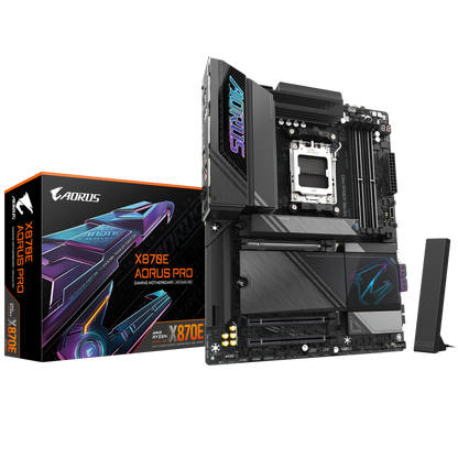 Socket: AMD AM5 Chipset: AMD X870E Memory Support: DDR5, up to 8000 MHz Expansion Slots: Multiple PCIe 5.0 x16 slots Storage: Multiple M.2 slots, incl