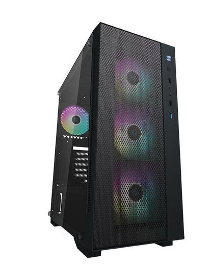 DeepCool MATREXX 50 ADD-RGB 4F LD Mid-Tower Case, Supports E-ATX MC, Tempered Glass, PSU Shroud, 4 Preinstalled ARGB Fans