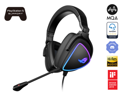 ASUS ROG DELTA S Lightweight USB-C Gaming Headset with AI noise-canceling mic, MQA rendering technology, RGB lighting, PC, Switch & PS5