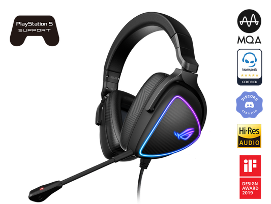 ASUS ROG DELTA S Lightweight USB-C Gaming Headset with AI noise-canceling mic, MQA rendering technology, RGB lighting, PC, Switch & PS5